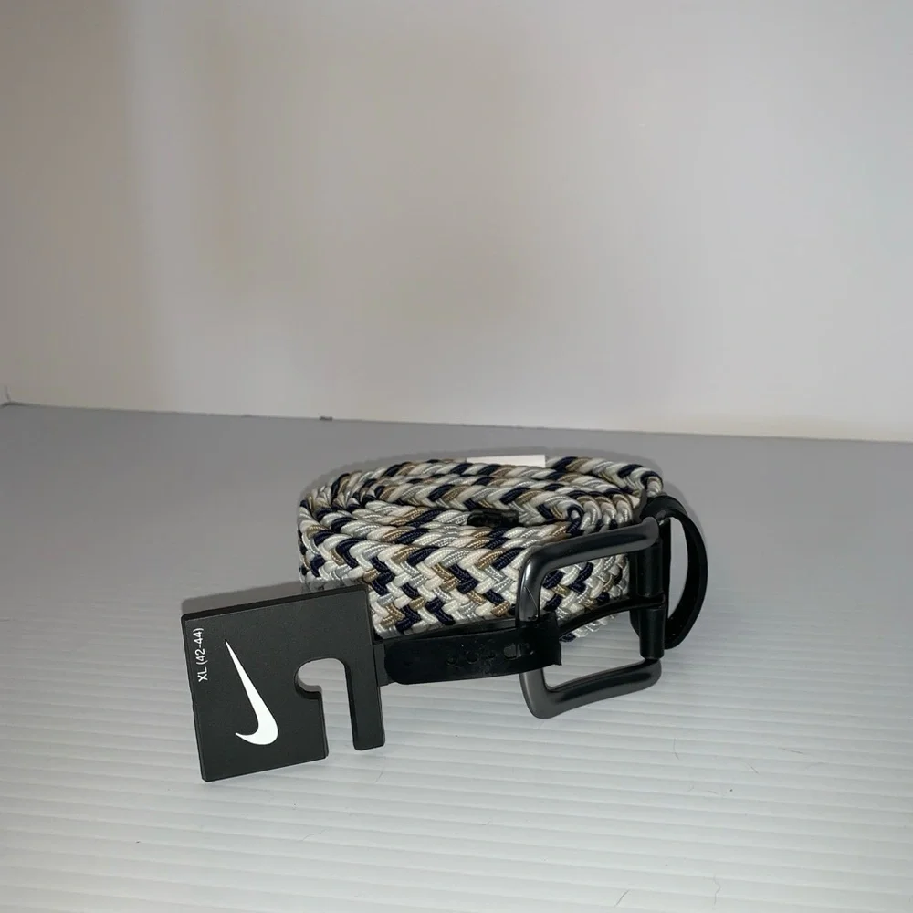 Nike Men’s Belt Woven Stretch Size XL (42-44) Navy / White / Grey / Black NWT
